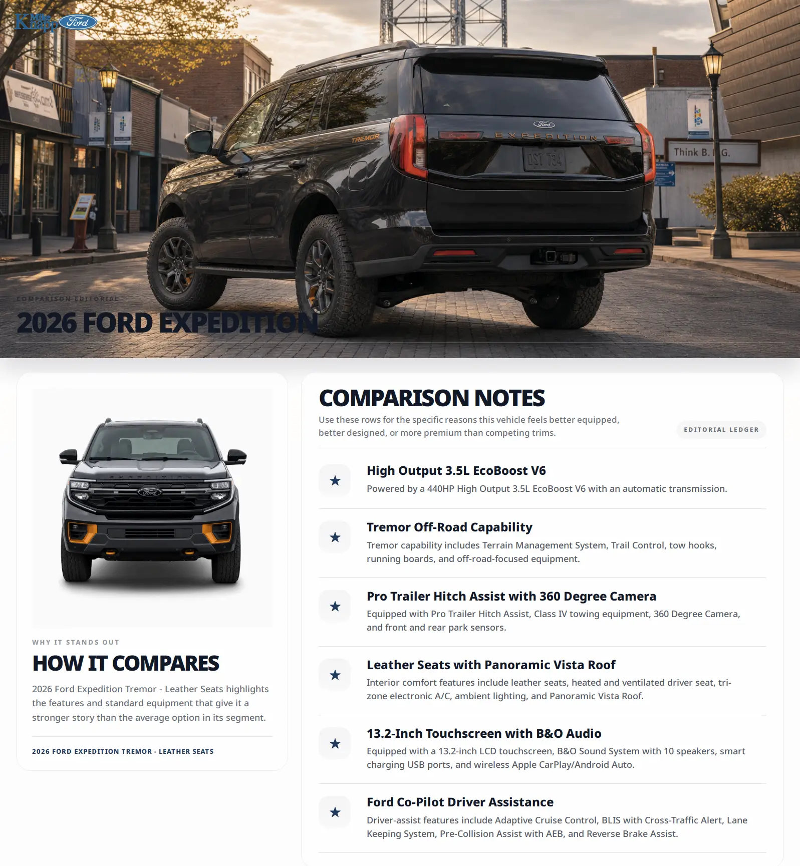 Shareable Vehicle Spotlight example showing a Ford Expedition vehicle story