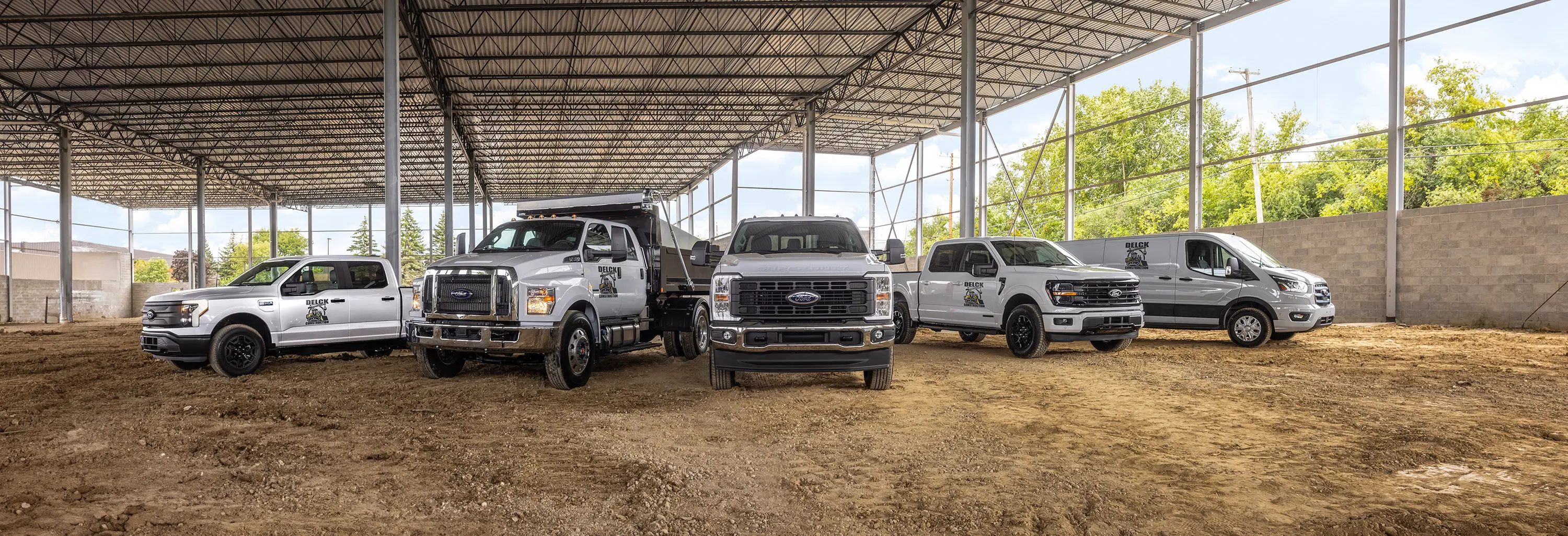 Ford trucks on site