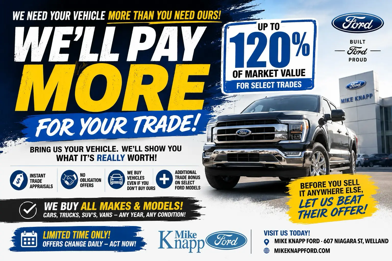 Mike Knapp Ford — We'll pay more for your trade. Up to 120% of market value for select trades.